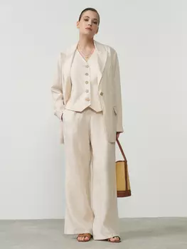 Брюки льняные 630 бежевые 50