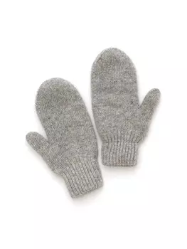 Детские варежки из монгольской шерсти серые 8-12 лет