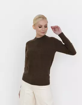 Джемпер из пуха яка 01178 коричневый 3XL