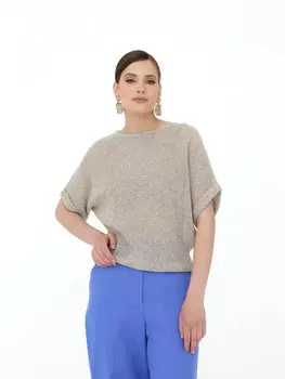 Джемпер льняной Д332 серый меланж 54