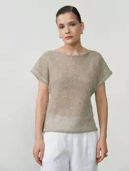 Джемпер льняной Д334 серый меланж 52