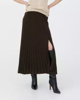 Юбка из пуха яка 07078 темно-коричневая XXL