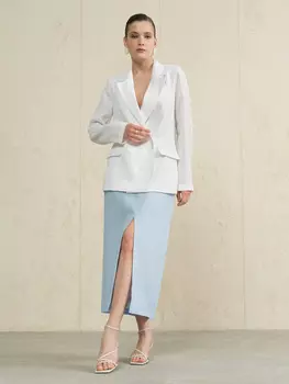 Юбка льняная 003 голубая 44