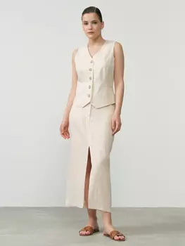 Юбка льняная 630 бежевая 50