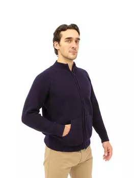 Кардиган из шерсти на замке BS 4063 темно-синий L