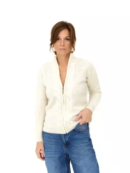 Кофта на замке бежевая из 100% шерсти 5W04016 2XL