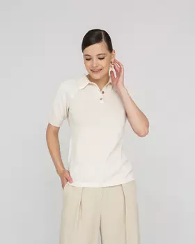 Кофта поло кашемировая 2015 кремовая 50