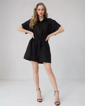 Комбинезон льняной черный 26001 S