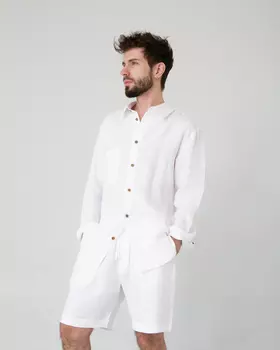Костюм льняной мужской белый 26013 M