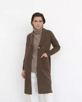 Пальто из пуха яка 14042 коричневое 52