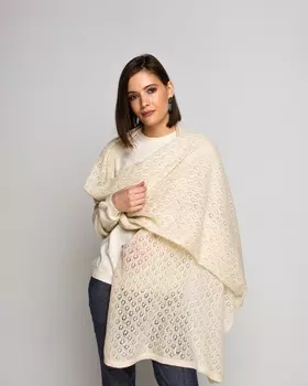 Палантин из шерсти 7W12003 бежевый 70*200