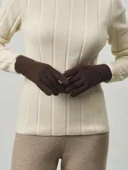 Перчатки из кашемира KW190237-D шоколадные