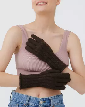 Перчатки из пуха яка 31124 темно-коричневые