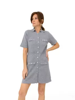 Платье из кашемира 4265 серо-голубое 48