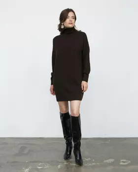 Платье из пуха яка 10047 темно-коричневое 3XL