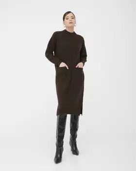 Платье из пуха яка 13094 темно-коричневое 2XL