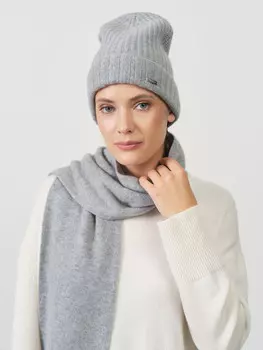 Шапка из кашемира 04217 сего-голубая