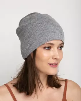 Шапка из кашемира 11041m Серо-голубой