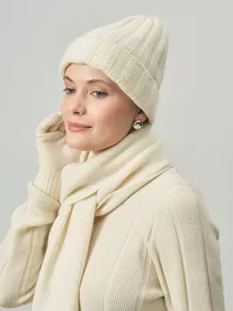 Шапка из кашемира KW101478-F сливочная