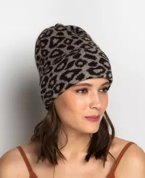 Шапка из пуха яка 04127 серая/темно-коричневая