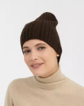 Шапка из пуха яка 04206 темно-коричневая