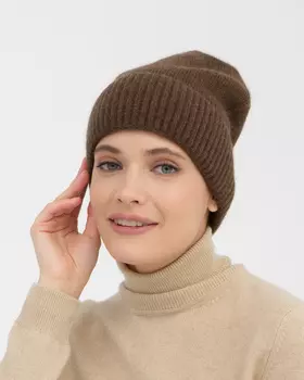 Шапка из пуха яка 04227 коричневая
