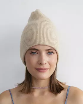 Шапка кашемировая двойная беж