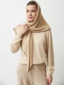 Шарф из кашемира 09087 бежевый/капучино