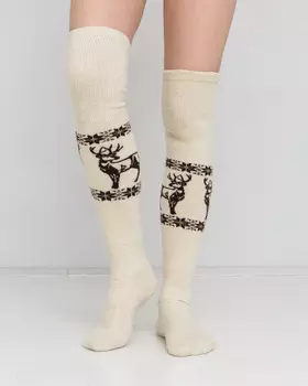 Теплые чулки из 100% шерсти с рисунком бежевые