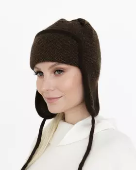 Ушанка из пуха яка с рисунком UL ТК