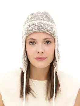 Ушанка из шерсти 5W11022 бежевый/какао