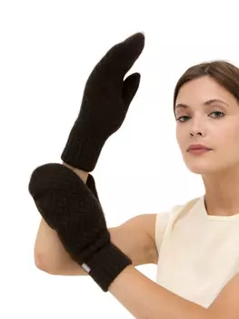 Варежки из пуха яка 30109 темно-коричневые