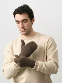 Варежки из пуха яка мужские 21ml коричневые F