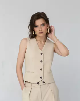 Жилет из тенсела 2200-0602 молочный S