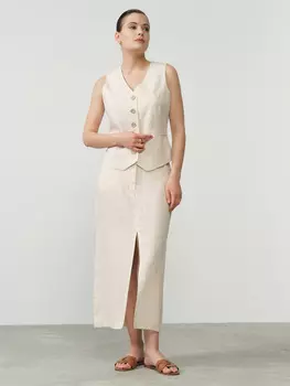 Жилет льняной 630 бежевый 50