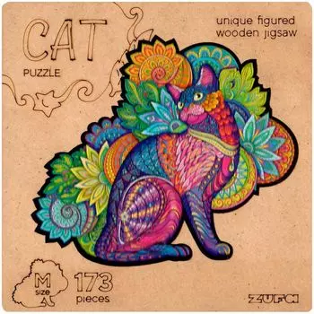 Деревянный пазл Кошка (размер M)