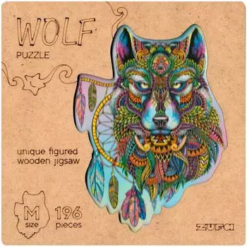 Деревянный пазл Волк (размер M)