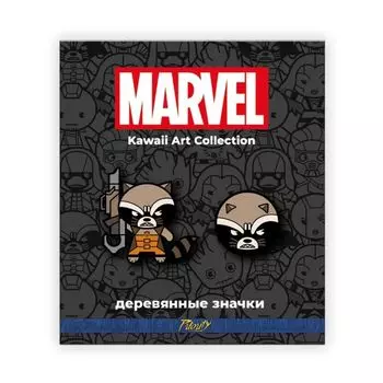 Набор деревянных значков Енот Ракета (2шт.)