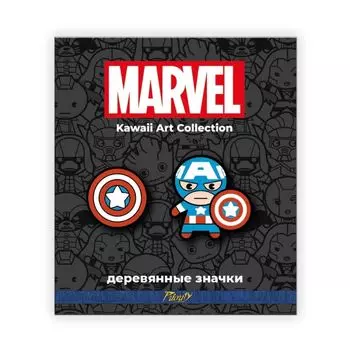 Набор деревянных значков Капитан Америка (2шт.)