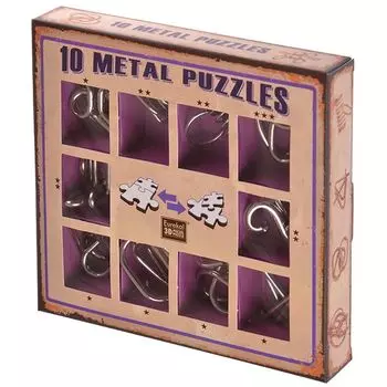 Набор из 10 металлических головоломок (фиолетовый)
