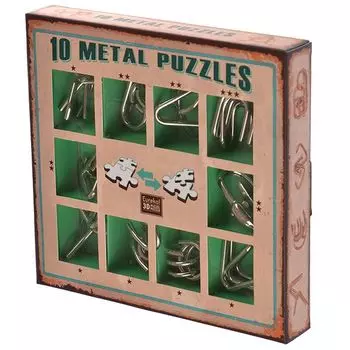 Набор из 10 металлических головоломок (зеленый)