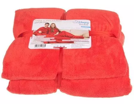 Плед с рукавами для двоих красный