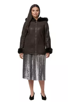 Дубленка женская короткая из натуральной овчины с капюшоном