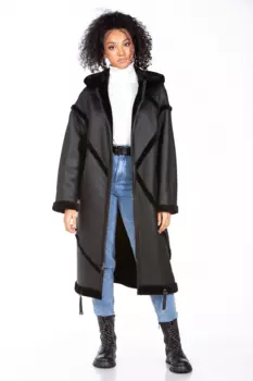 Дубленка женская из натуральной овчины с капюшоном