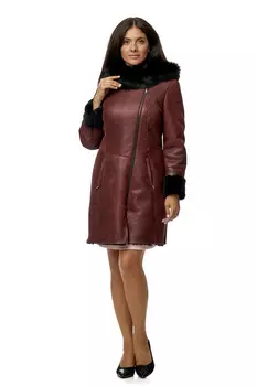 Дубленка женская из натуральной овчины с капюшоном, отделка тоскана