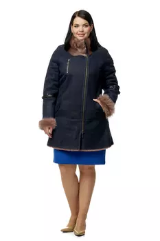 Дубленка женская из натуральной овчины с капюшоном, отделка тоскана