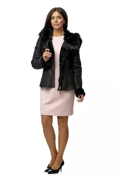 Дубленка женская из натуральной овчины с капюшоном, отделка тоскана