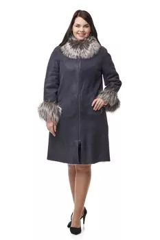 Дубленка женская из натуральной овчины с воротником, отделка лиса