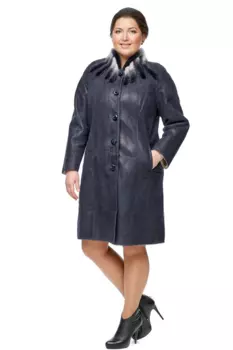 Дубленка женская из натуральной овчины с воротником, отделка норка