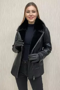Дубленка женская из натуральной овчины с воротником, отделка песец